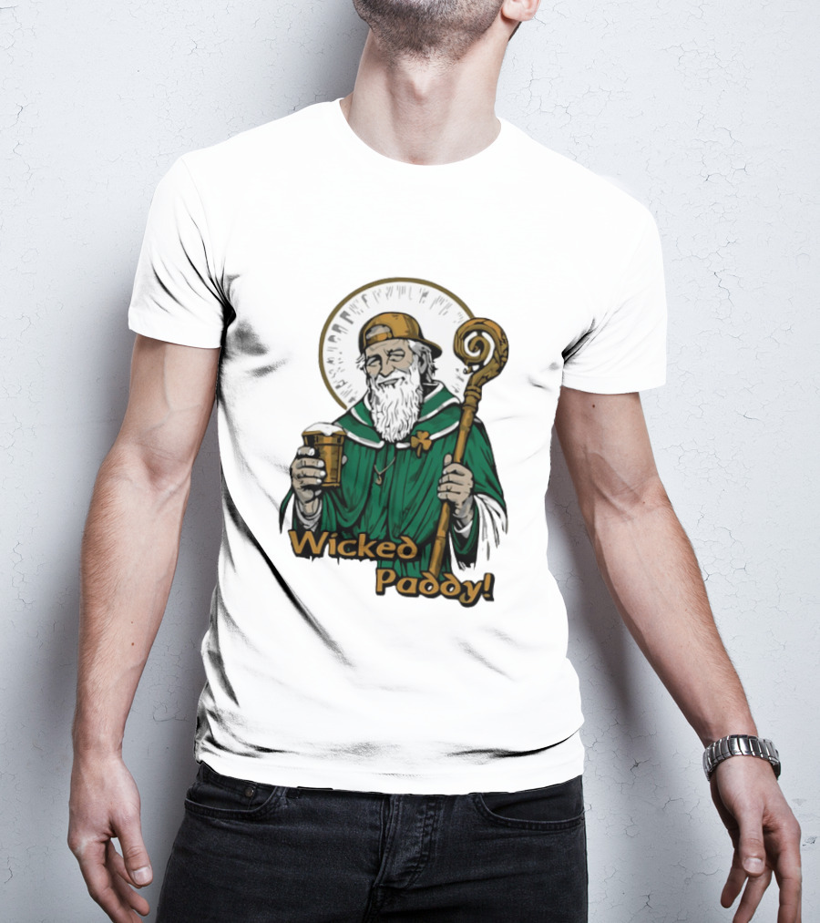 Wicked Paddy Saint Patrick Drinking Beer Iconic Irish T-Shirt