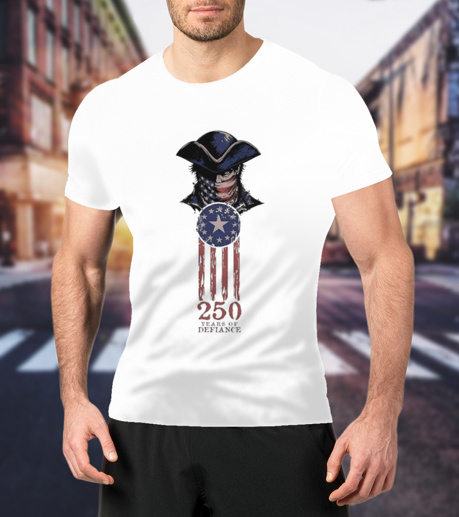 America 250 Years Of Defiance 1776 Patriot Hat And Stars T-Shirt