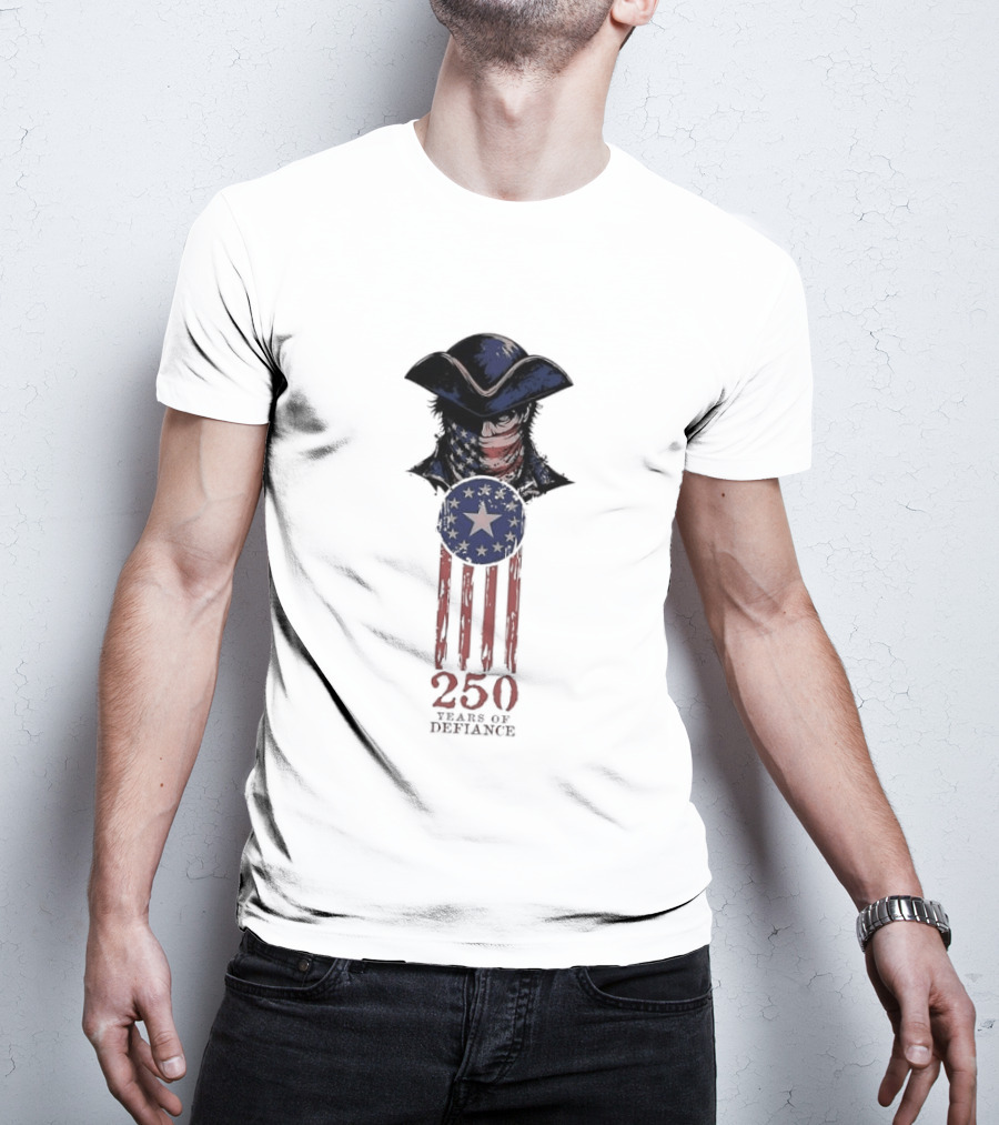 America 250 Years Of Defiance 1776 Patriot Hat And Stars T-Shirt