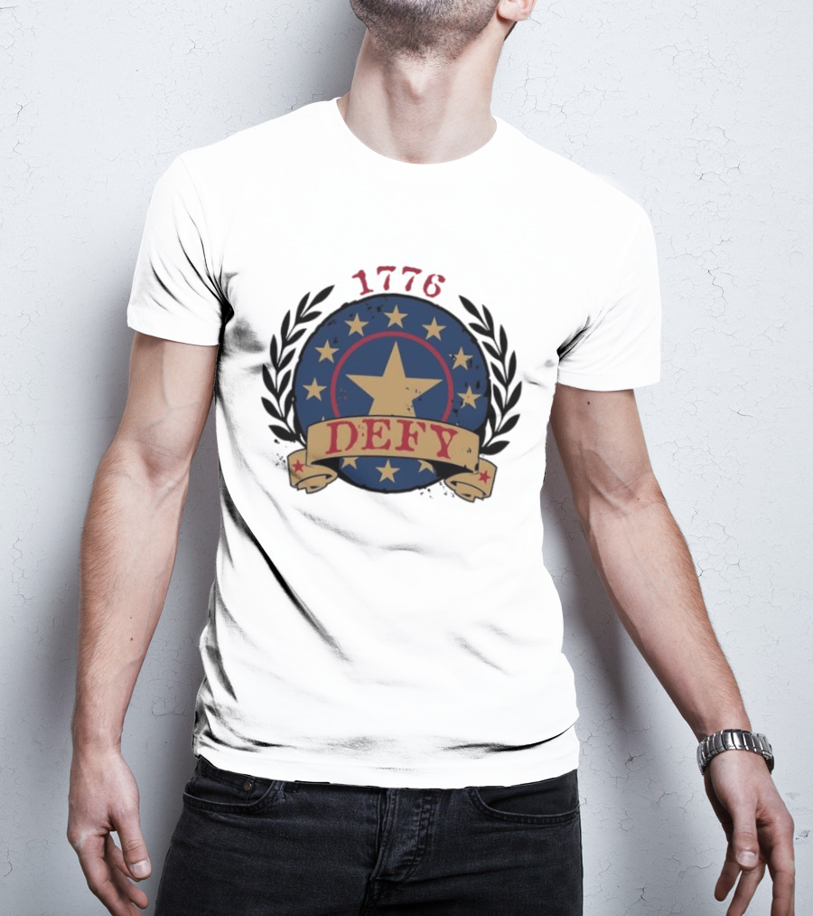 Defy 1776 Vintage Star Emblem With Laurel Wreath Anniversary 250th T-Shirt