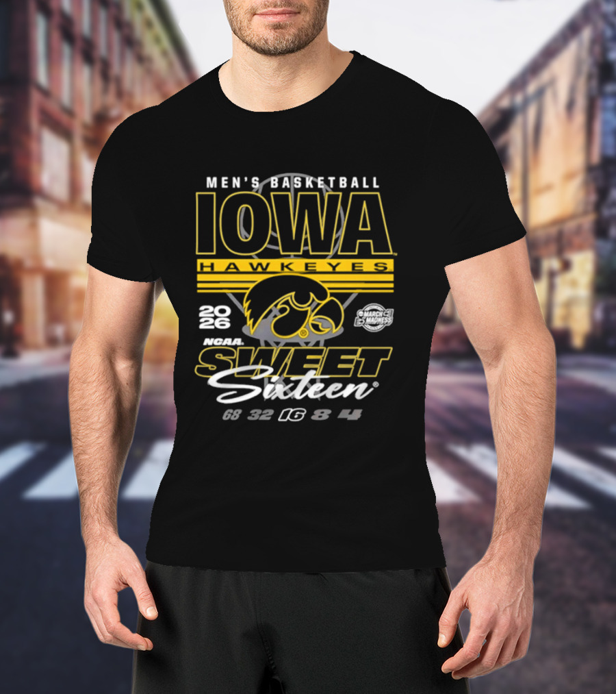 Men's Basketball Iowa Hawkeyes 2026 NCAA Sweet Sixteen Bound T-Shirt