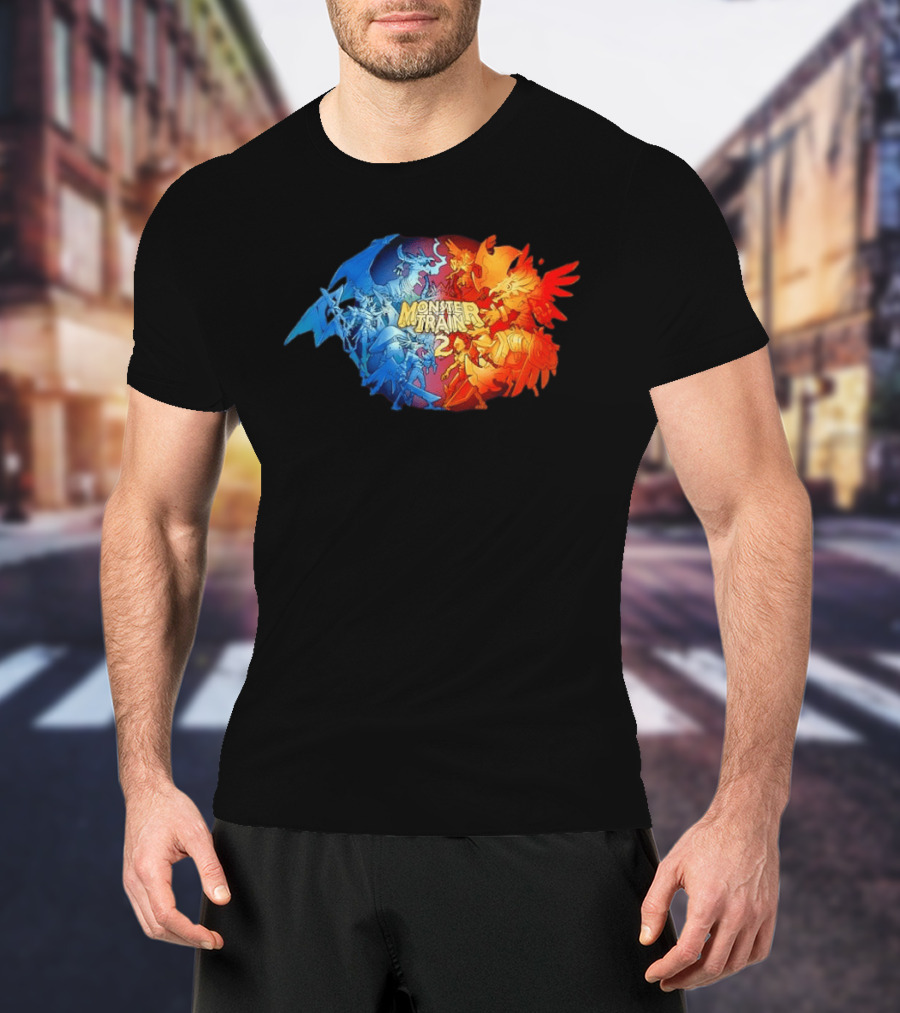 Monster Train 2 Blue Dragon Vs Red Phoenix Battle T-Shirt