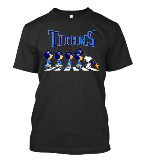 Peanuts Characters Marching With Tennessee Titans Flag T-Shirt