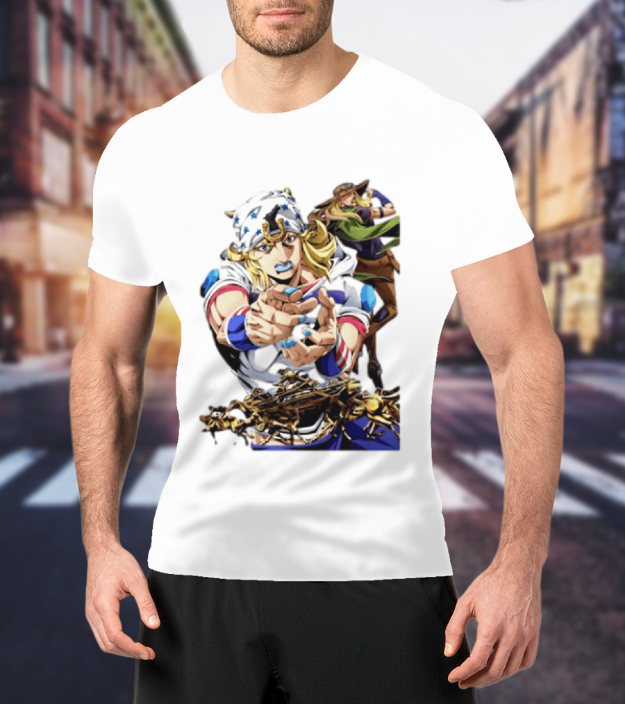 Steel Ball Run JoJo's Bizarre Adventure Gyro Zeppeli And Johnny Joestar Anime Characters T-Shirt