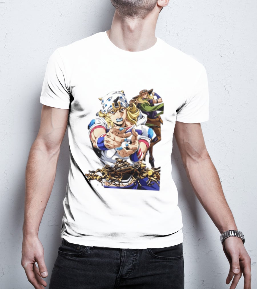 Steel Ball Run JoJo's Bizarre Adventure Gyro Zeppeli And Johnny Joestar Anime Characters T-Shirt