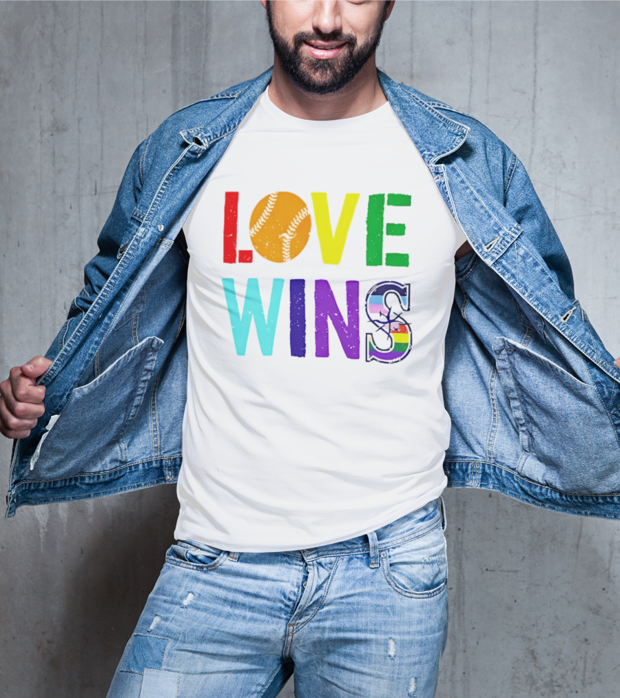 Love Wins Baseball Pride LGBTQ Rainbow T-Shirt