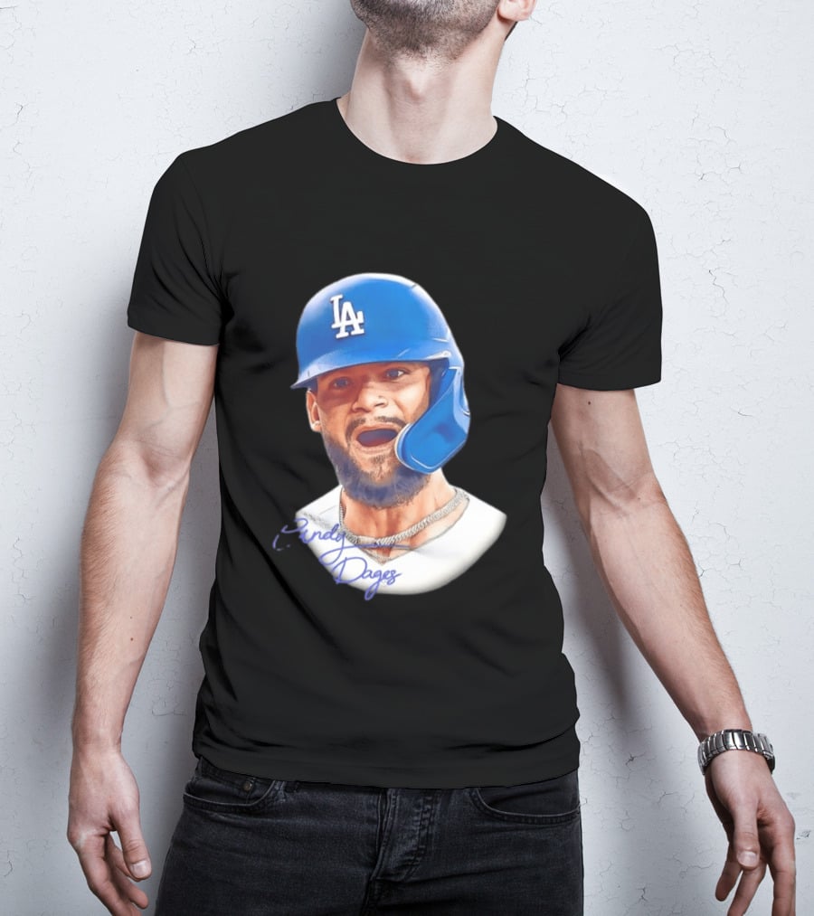 Andy Pages Los Angeles Dodgers MLB 2026 Big Face LA Helmet T-Shirt