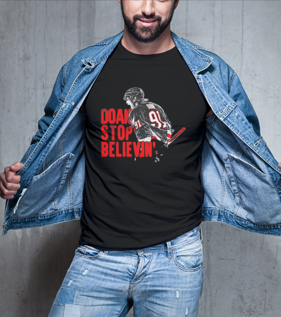 Josh Doan Stop Believin' Number 91 NHL Hockey T-Shirt