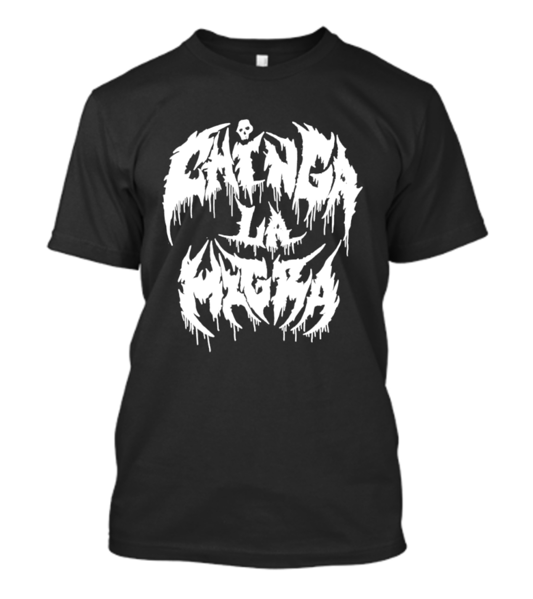 Chinga La Migra Dripping Skull Metal Font T-Shirt