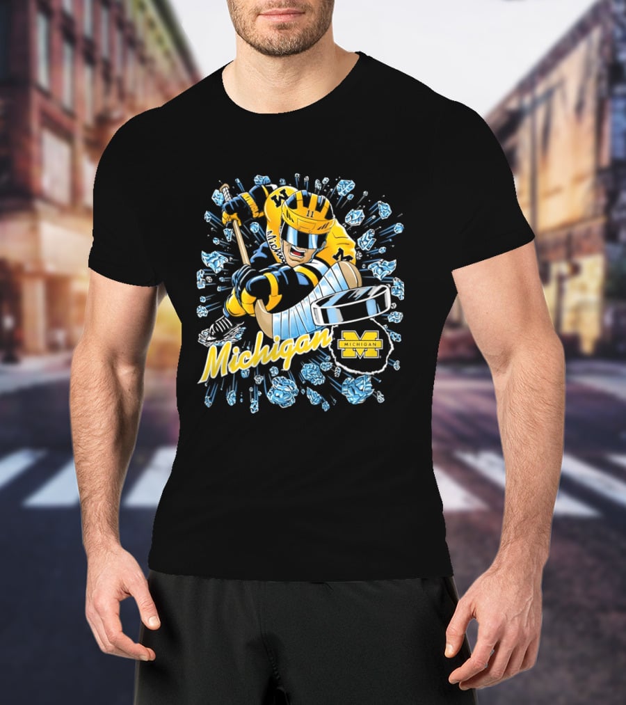 Michigan Wolverines Hockey Player Caricature 2026 Michigan M Team T-Shirt