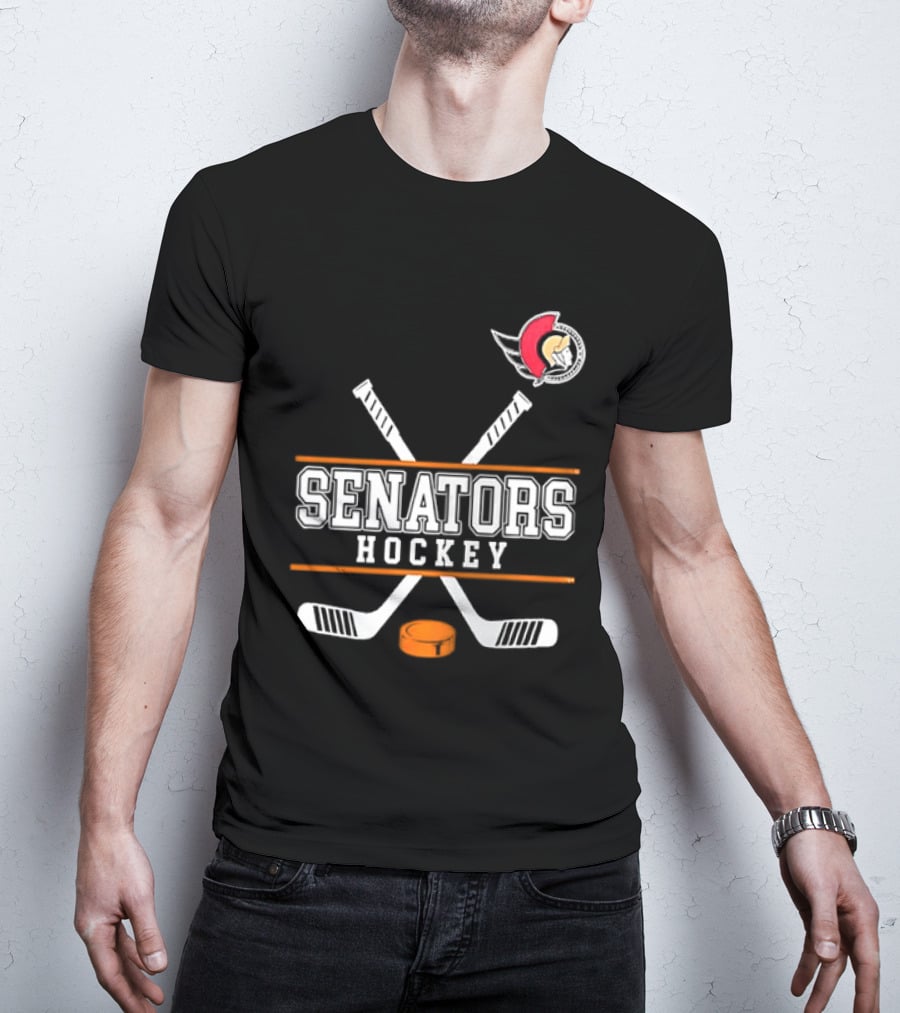 Ottawa Senators Hockey NHL Crossed Sticks T-Shirt