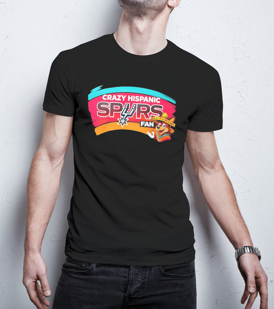 Crazy Hispanic San Antonio Spurs Fan Cartoon T-Shirt