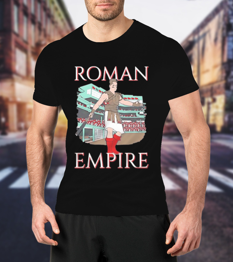 Roman Empire Baseball Field Cartoon Player In Ancient Gladiator Outfit T-Shirt