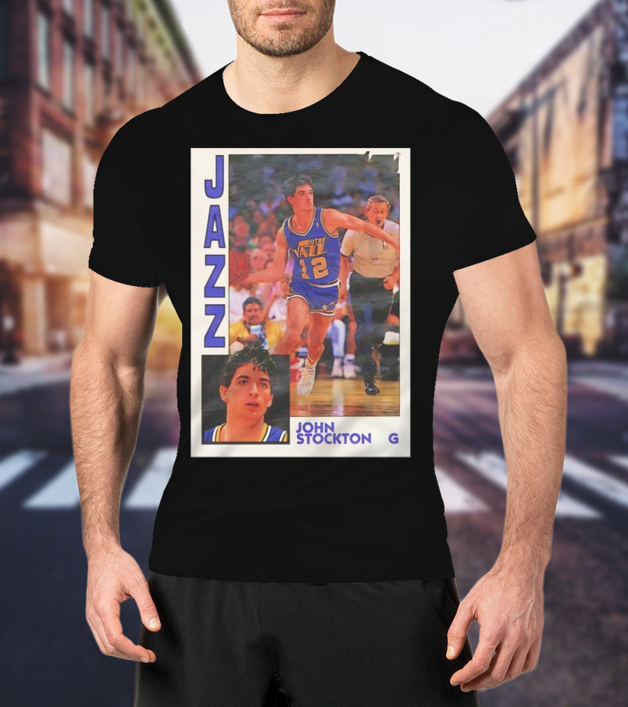 John Stockton Utah Jazz 1992 Basketball Card Vintage NBA Memorabilia T-Shirt