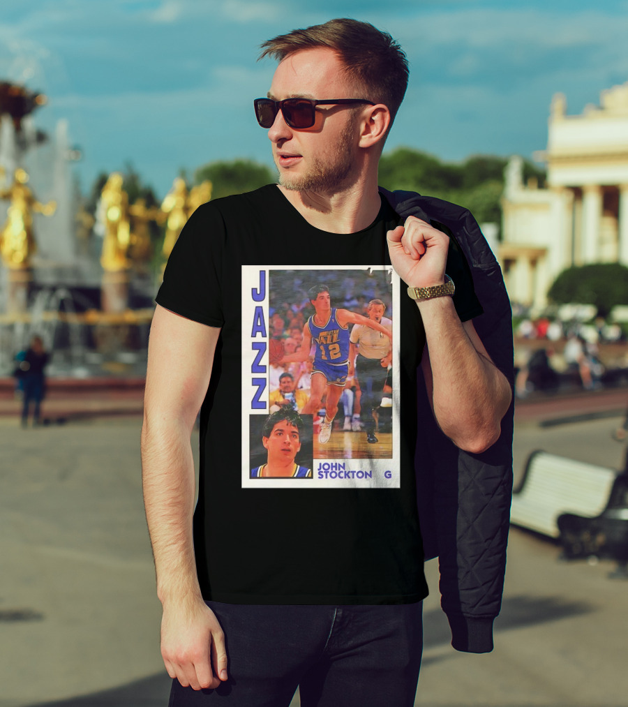 John Stockton Utah Jazz 1992 Basketball Card Vintage NBA Memorabilia T-Shirt