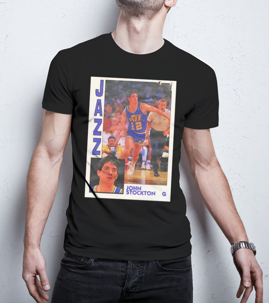 John Stockton Utah Jazz 1992 Basketball Card Vintage NBA Memorabilia T-Shirt