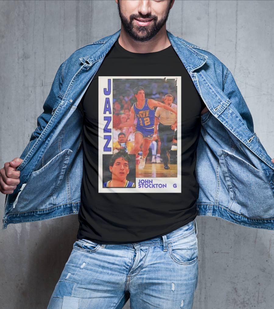 John Stockton Utah Jazz 1992 Basketball Card Vintage NBA Memorabilia T-Shirt