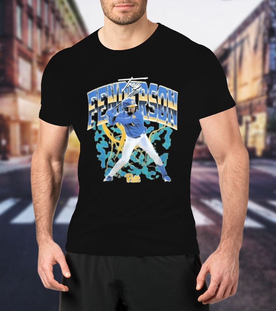 Pittsburgh Panthers Baseball Trey Fenderson Player Collage Pitt T-Shirt