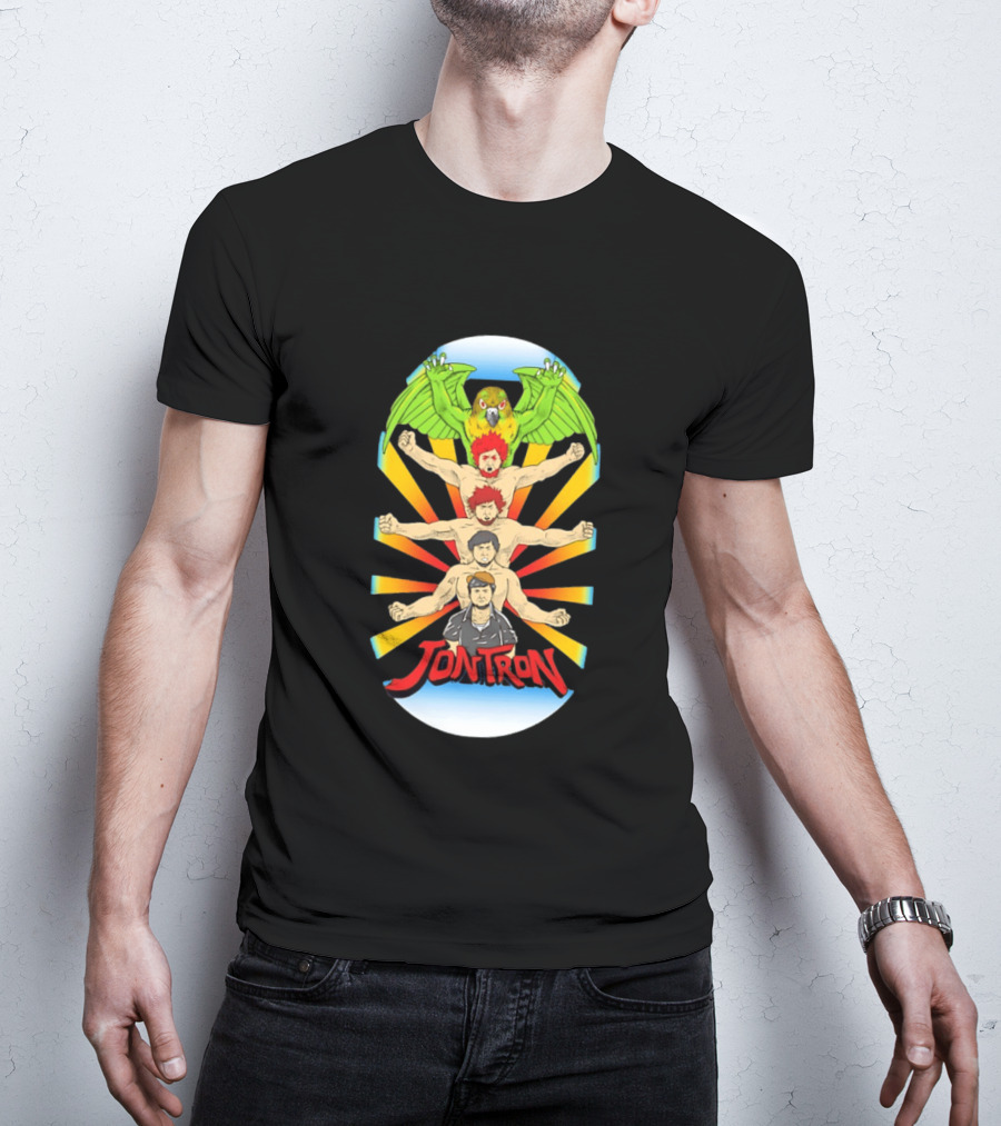 JonTron Characters Cartoon With Green Parrot T-Shirt