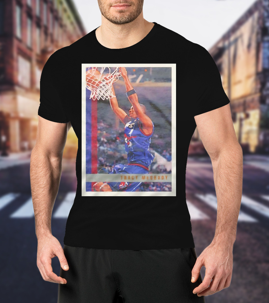 Tracy McGrady Toronto Raptors 1996 Basketball Card Dunk Slam T-Shirt