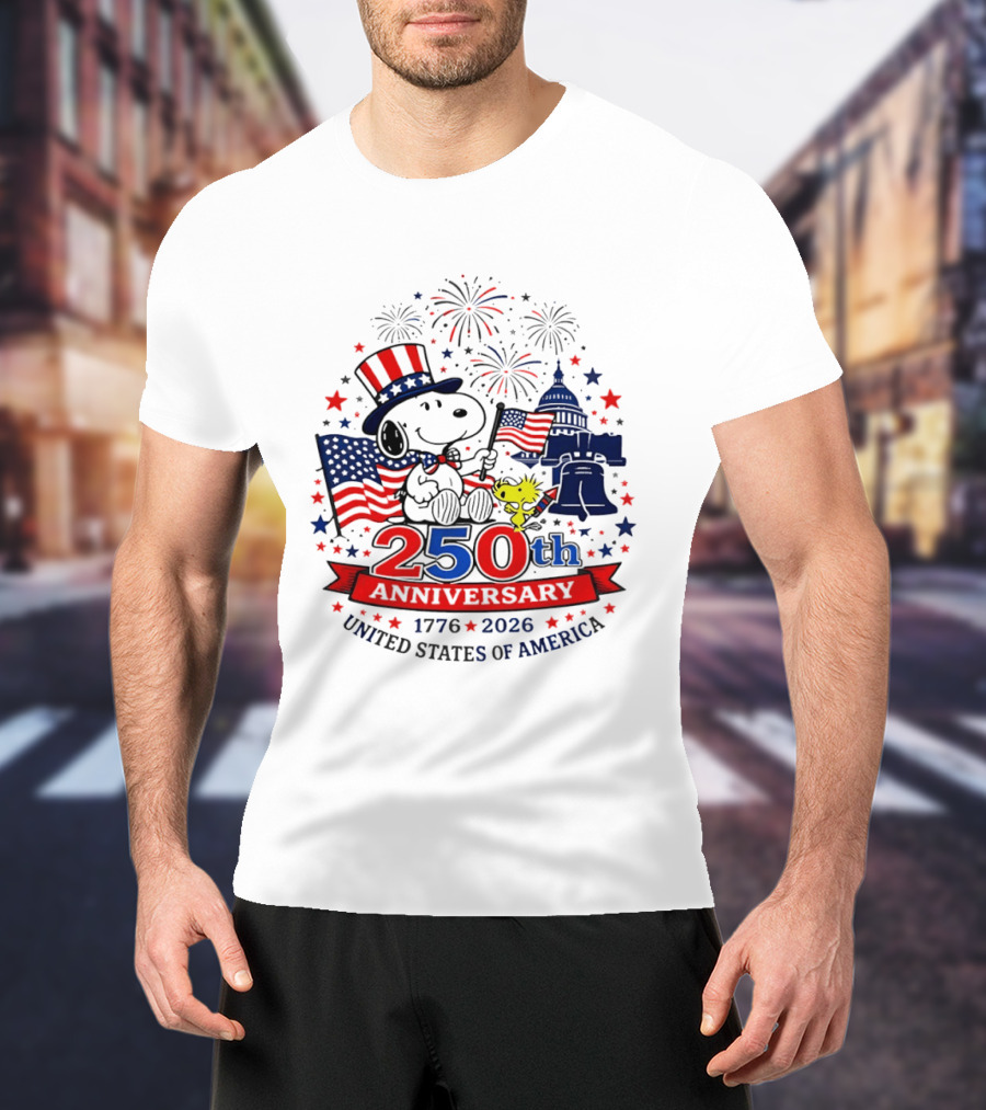 Snoopy 250th Anniversary 1776 2026 Patriotic Celebration United States Of America T-Shirt