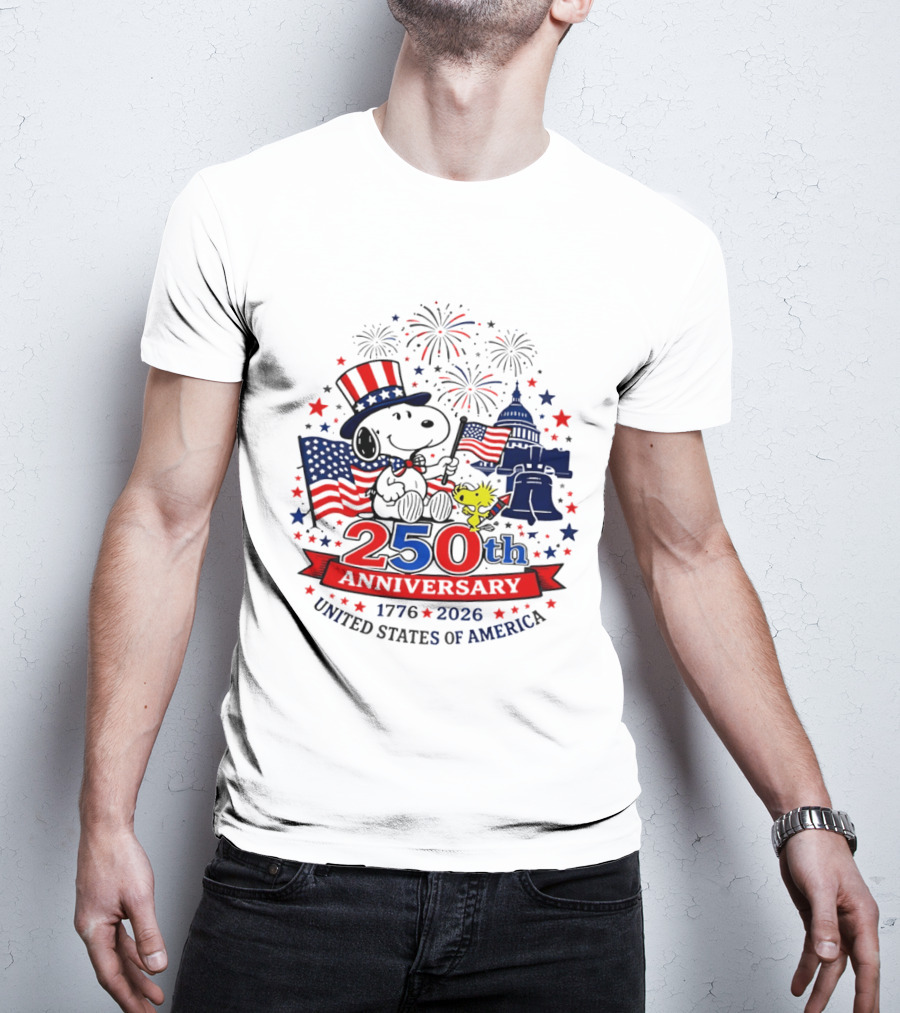 Snoopy 250th Anniversary 1776 2026 Patriotic Celebration United States Of America T-Shirt