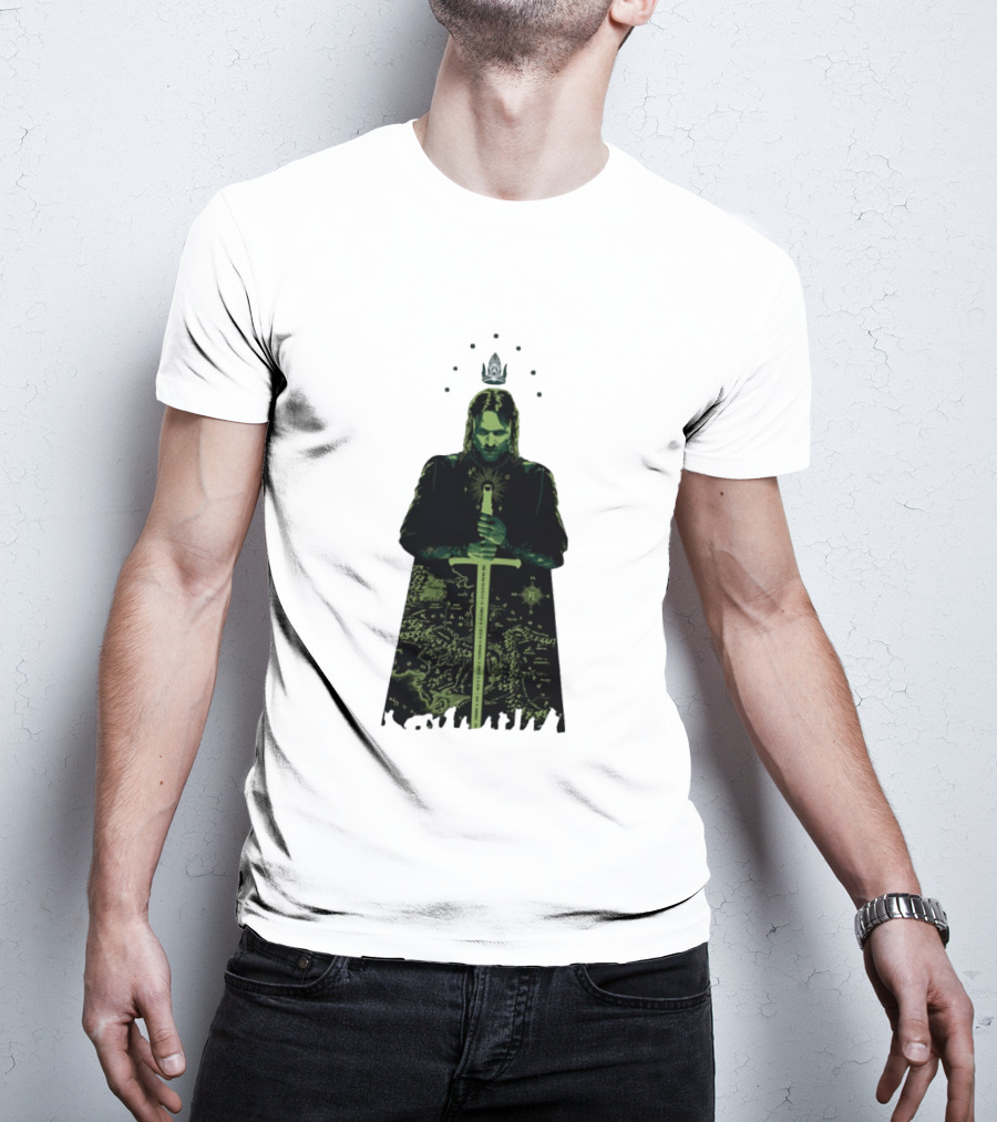 The Lord Of The Rings Aragorn Sword Map Middle Earth King T-Shirt