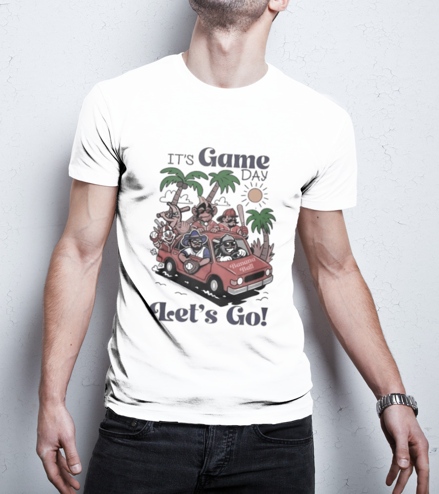 It's Game Day Let's Go Banana Ball Van And Palm Trees Adventure T-Shirt
