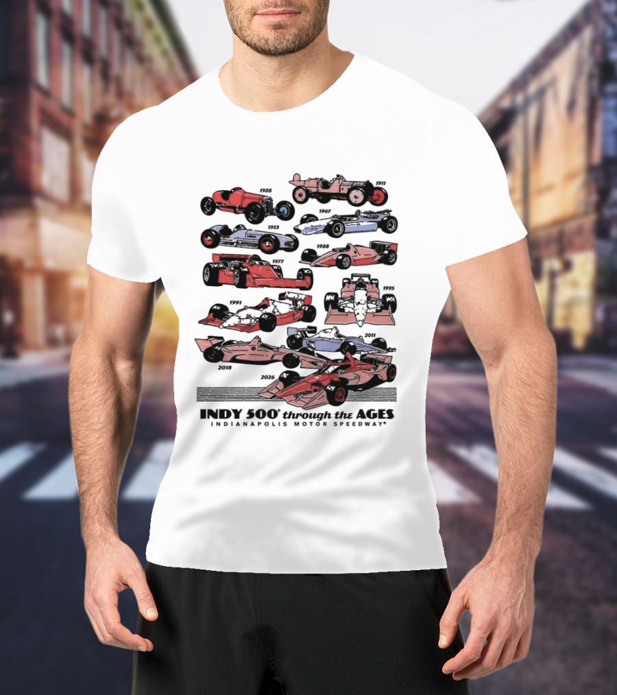 Indy 500 Through The Ages 2026 Racing Cars Evolution T-Shirt