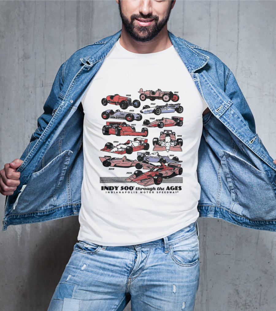 Indy 500 Through The Ages 2026 Racing Cars Evolution T-Shirt