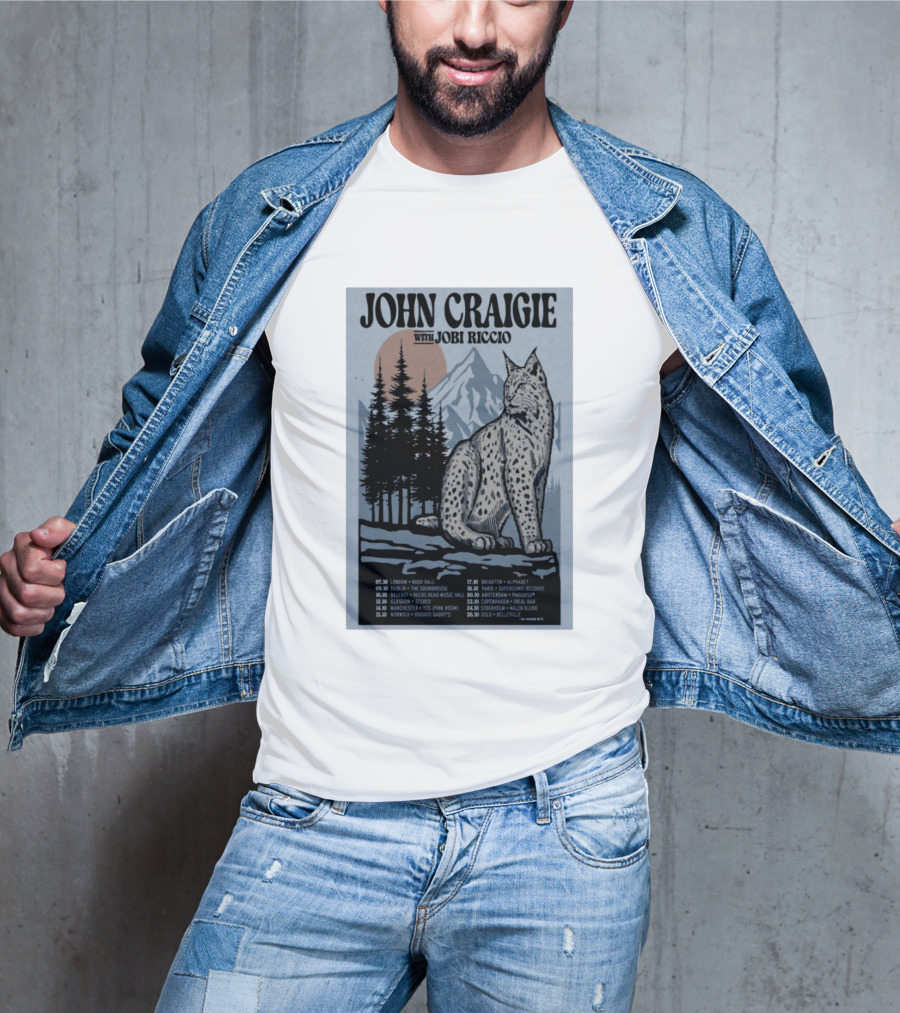 John Craigie With Jobi Riccio Tour 2026 Europe Concert Dates Lynx Mountain Forest T-Shirt