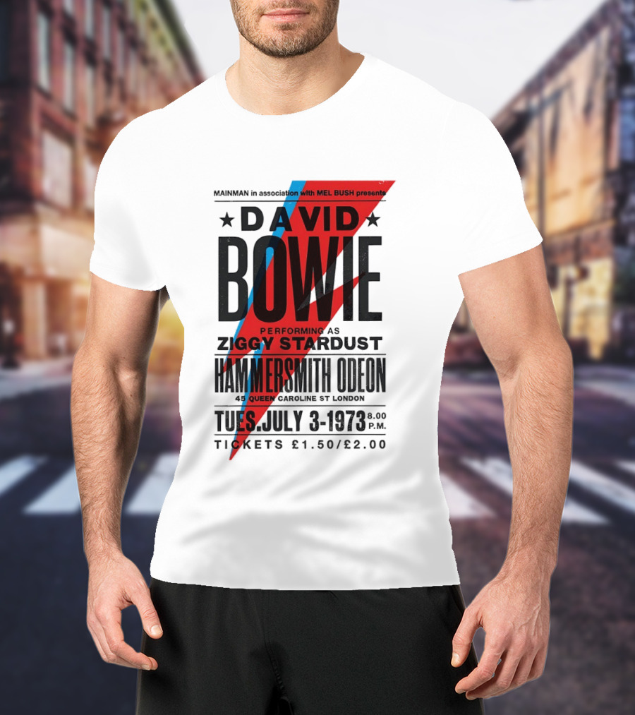 David Bowie Performing As Ziggy Stardust Hammersmith Odeon London July 3 1973 T-Shirt