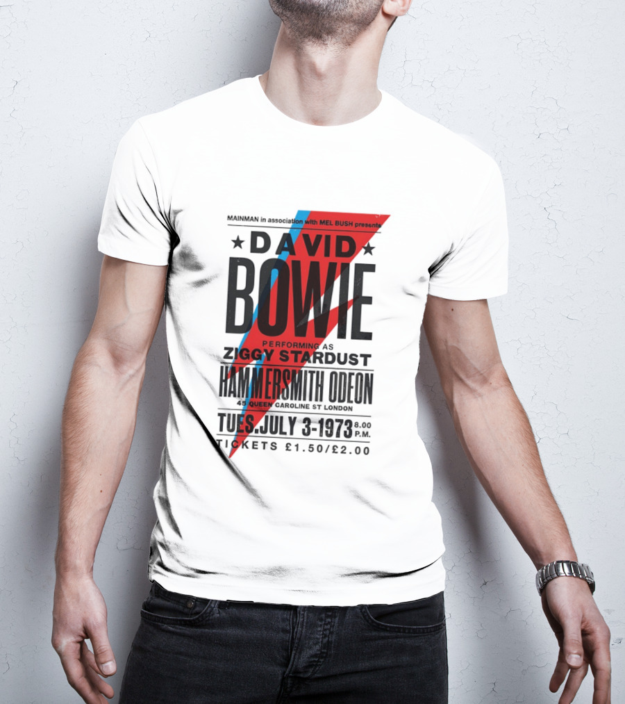 David Bowie Performing As Ziggy Stardust Hammersmith Odeon London July 3 1973 T-Shirt