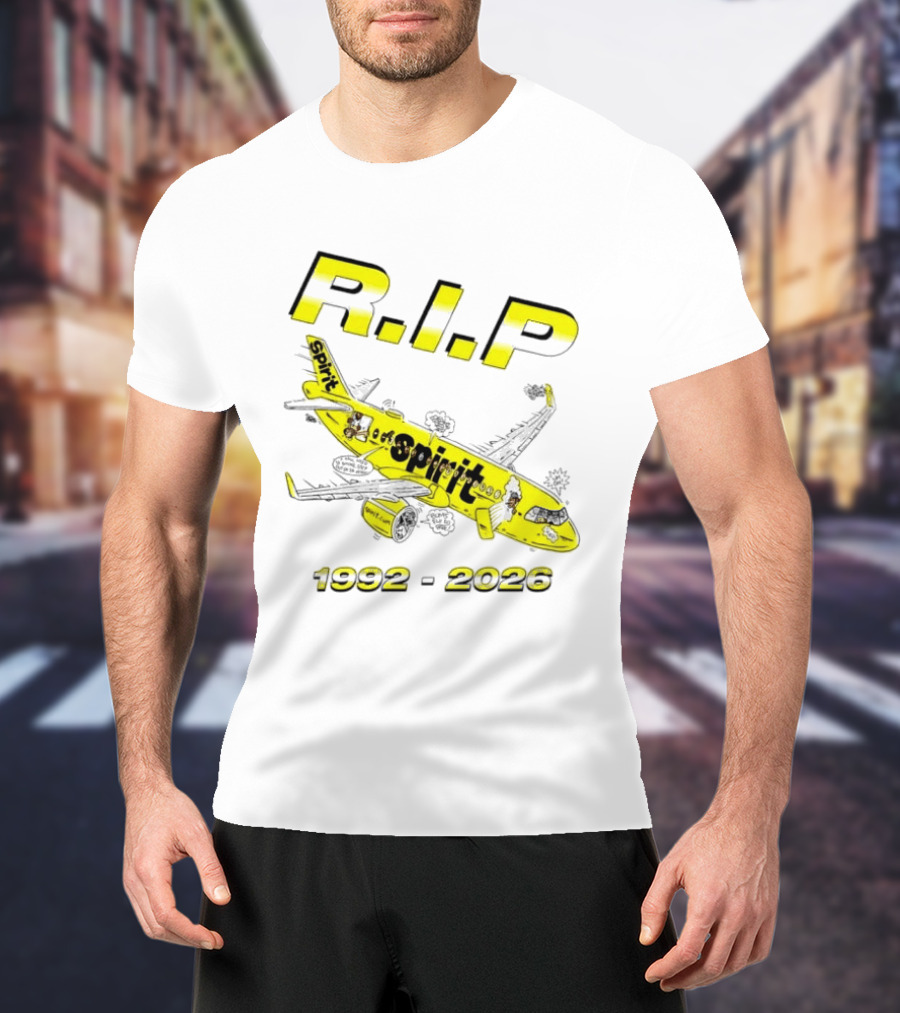 RIP Spirit Airlines 1992 2026 Yellow Plane Cartoon T-Shirt