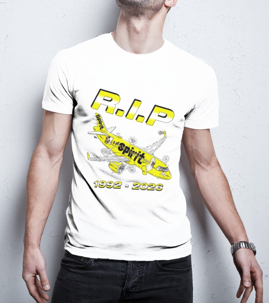 RIP Spirit Airlines 1992 2026 Yellow Plane Cartoon T-Shirt