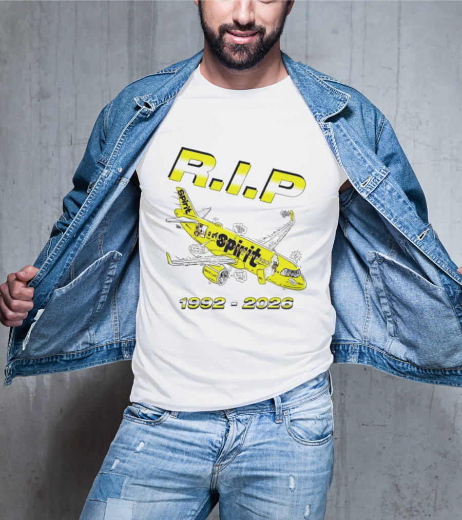 RIP Spirit Airlines 1992 2026 Yellow Plane Cartoon T-Shirt