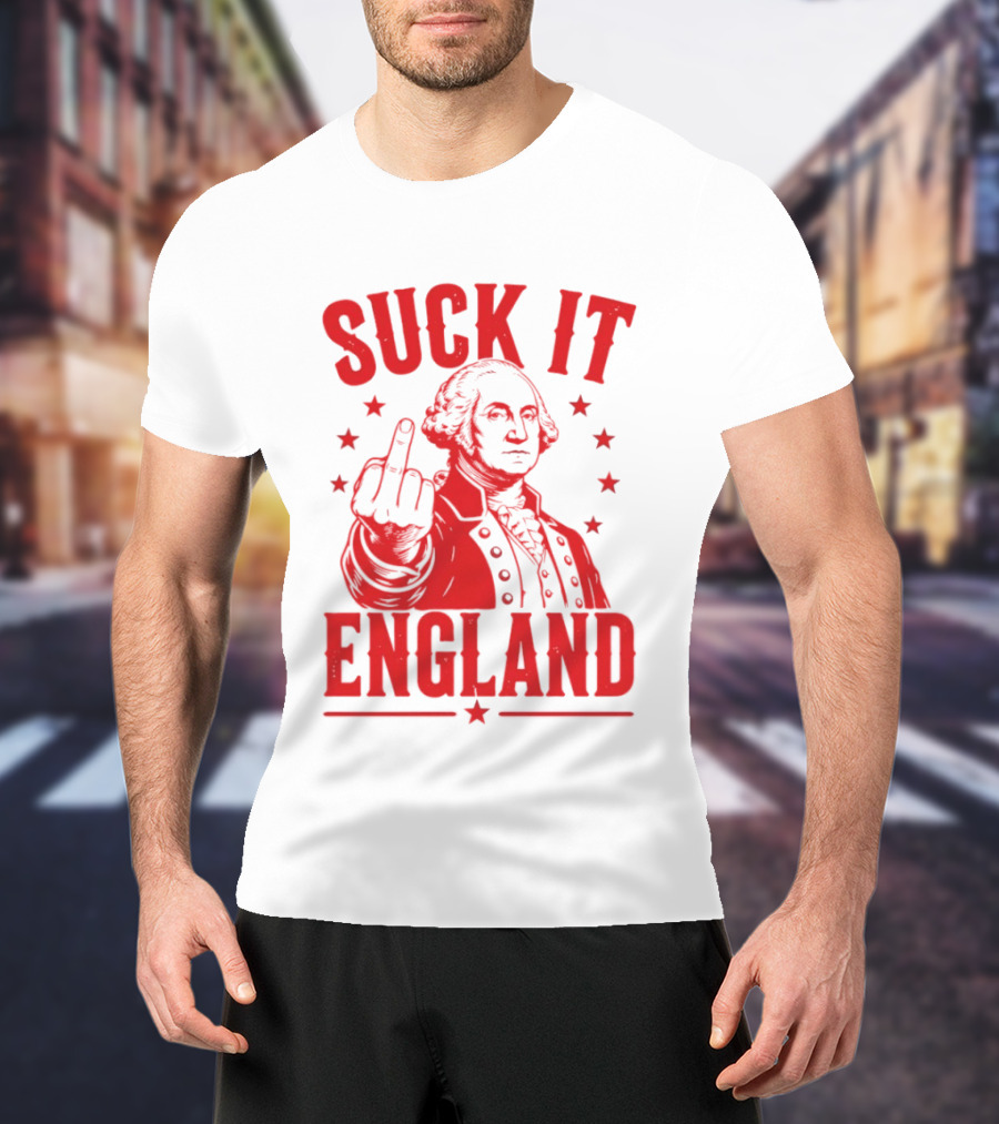 Suck It England George Washington Middle Finger Gesture T-Shirt