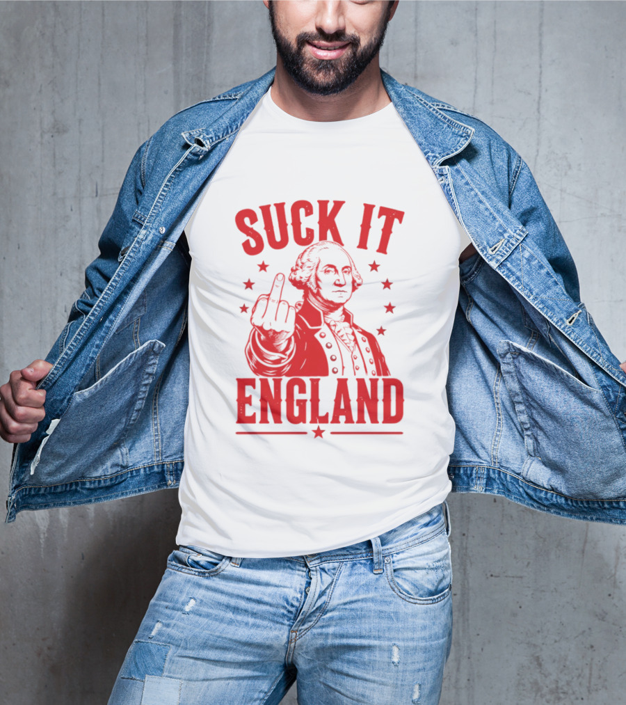 Suck It England George Washington Middle Finger Gesture T-Shirt