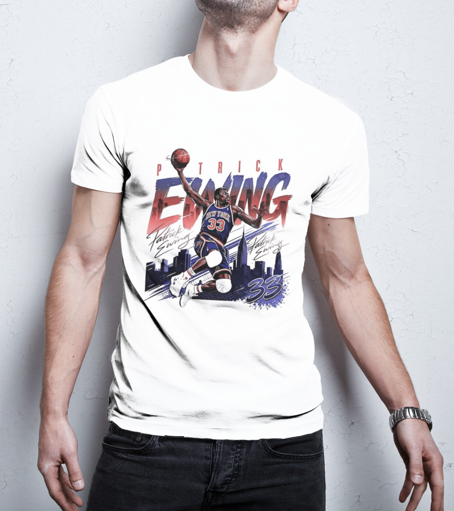 Patrick Ewing New York Knicks Skyline 33 T-Shirt