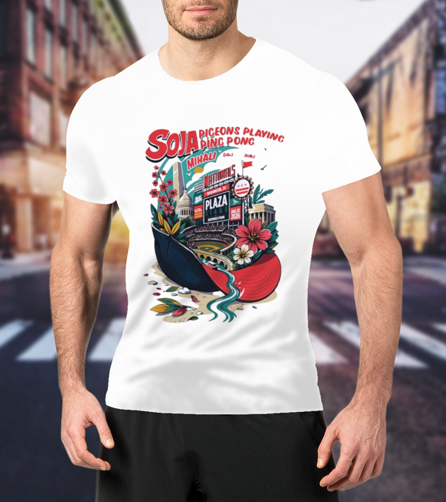 SOJA Pigeons Playing Ping Pong Mihali Nationals Park Plaza Stage DC August 1 2026 T-Shirt
