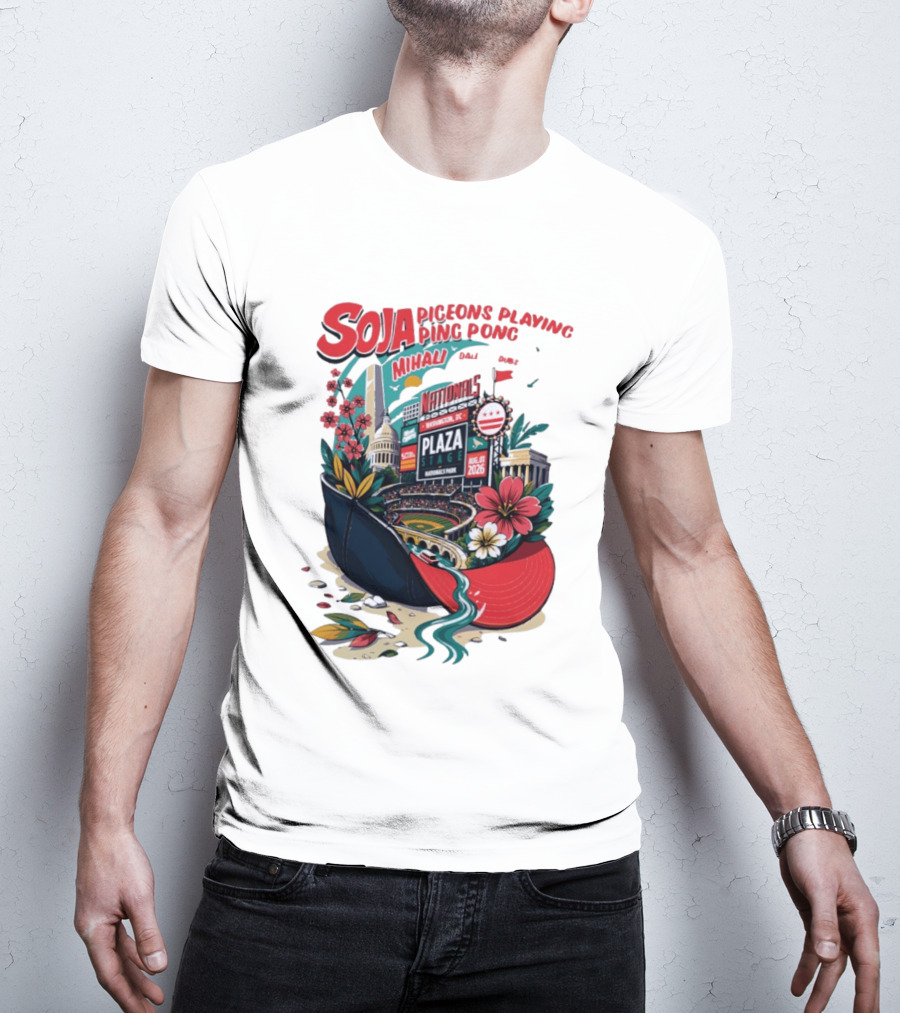 SOJA Pigeons Playing Ping Pong Mihali Nationals Park Plaza Stage DC August 1 2026 T-Shirt
