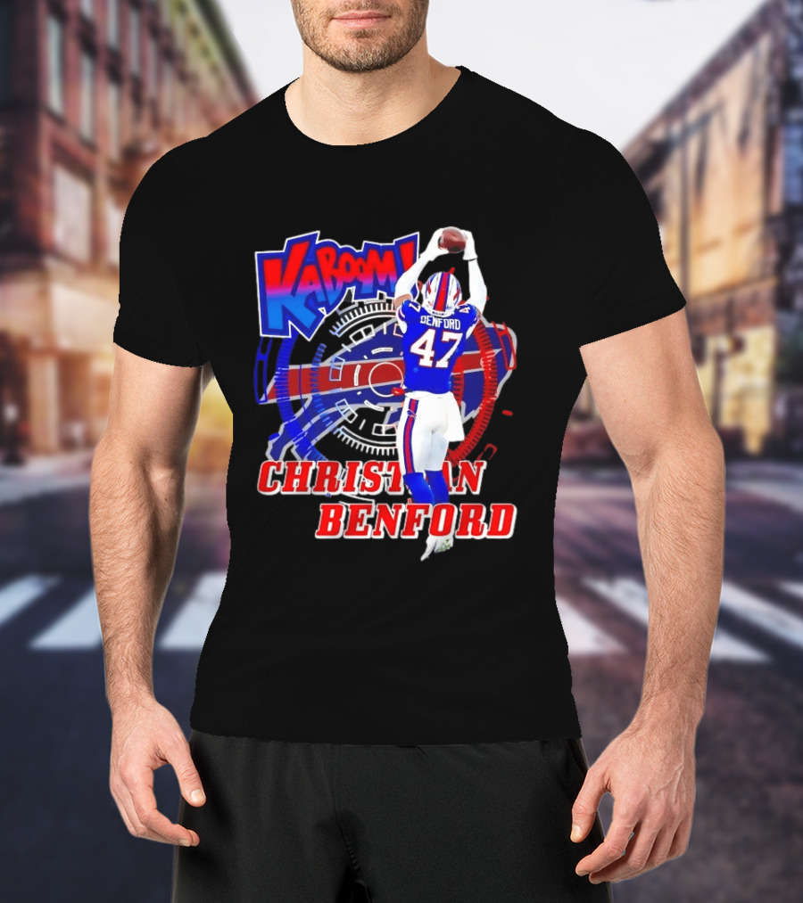 Kaboom Christian Benford 47 Buffalo Bills Football T-Shirt