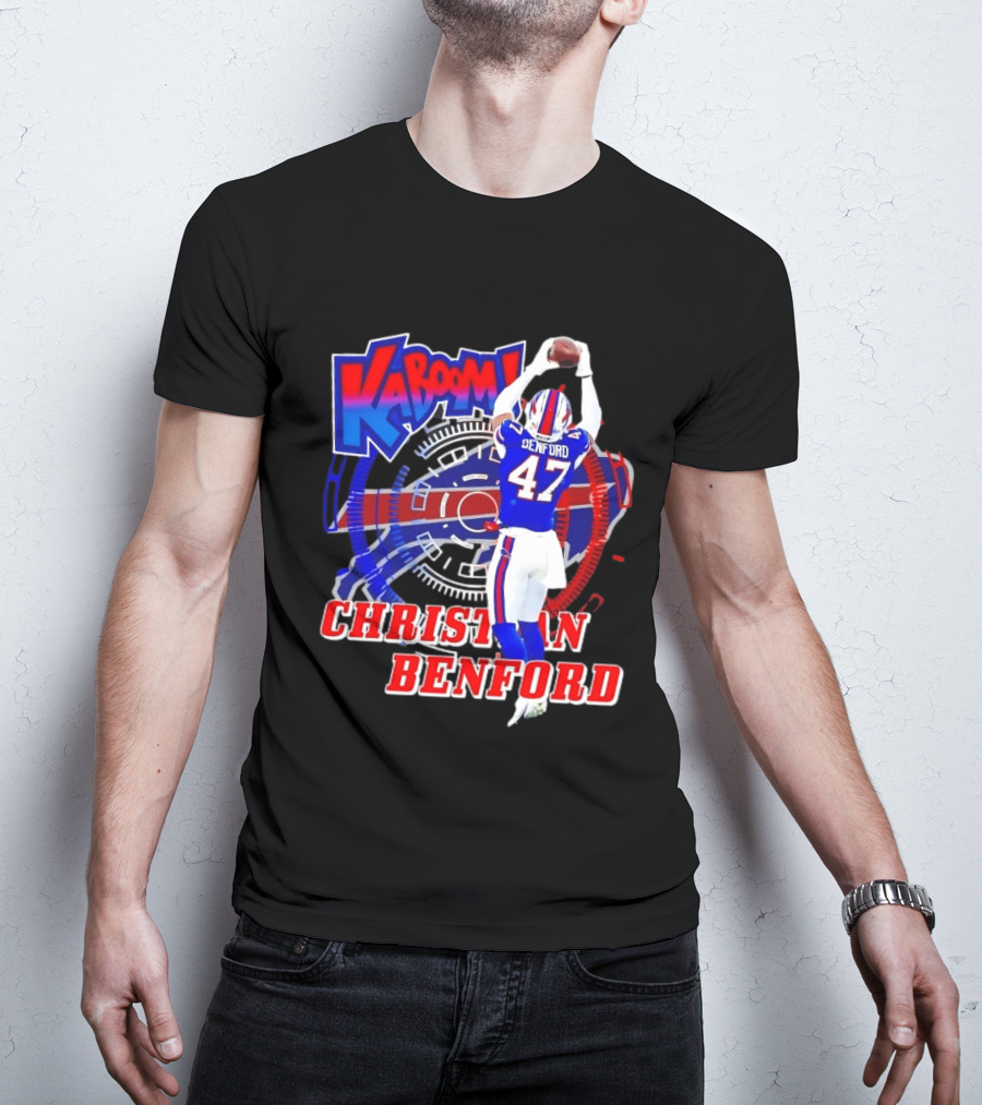 Kaboom Christian Benford 47 Buffalo Bills Football T-Shirt