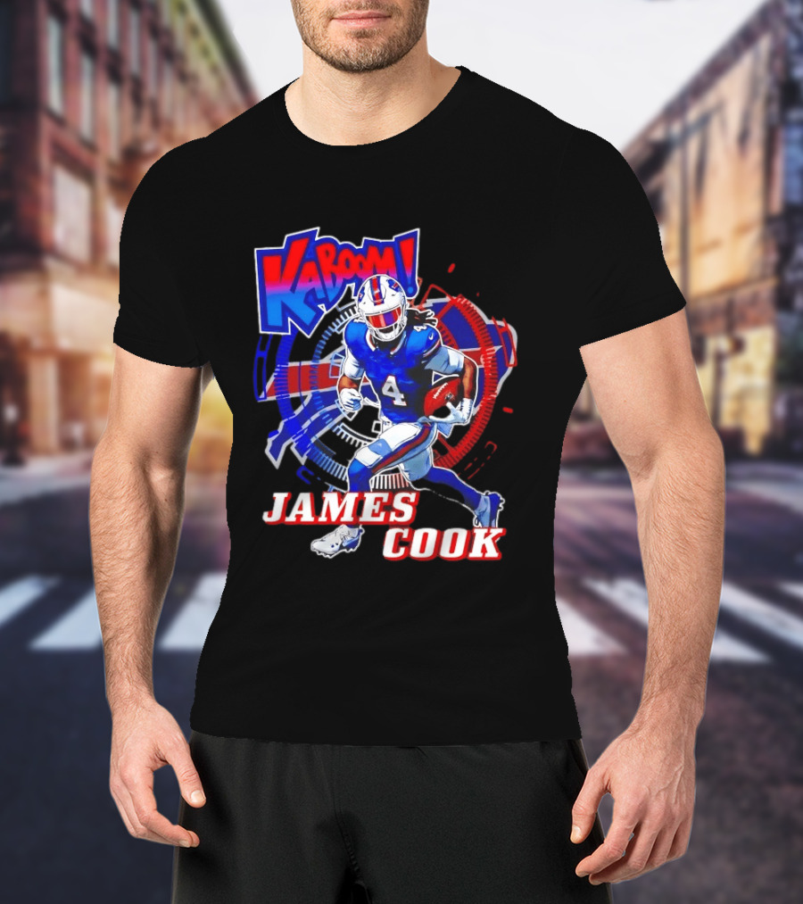 Kaboom James Cook Buffalo Bills Football Action Explosion T-Shirt