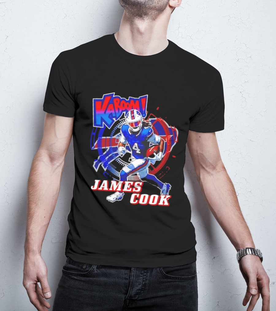 Kaboom James Cook Buffalo Bills Football Action Explosion T-Shirt
