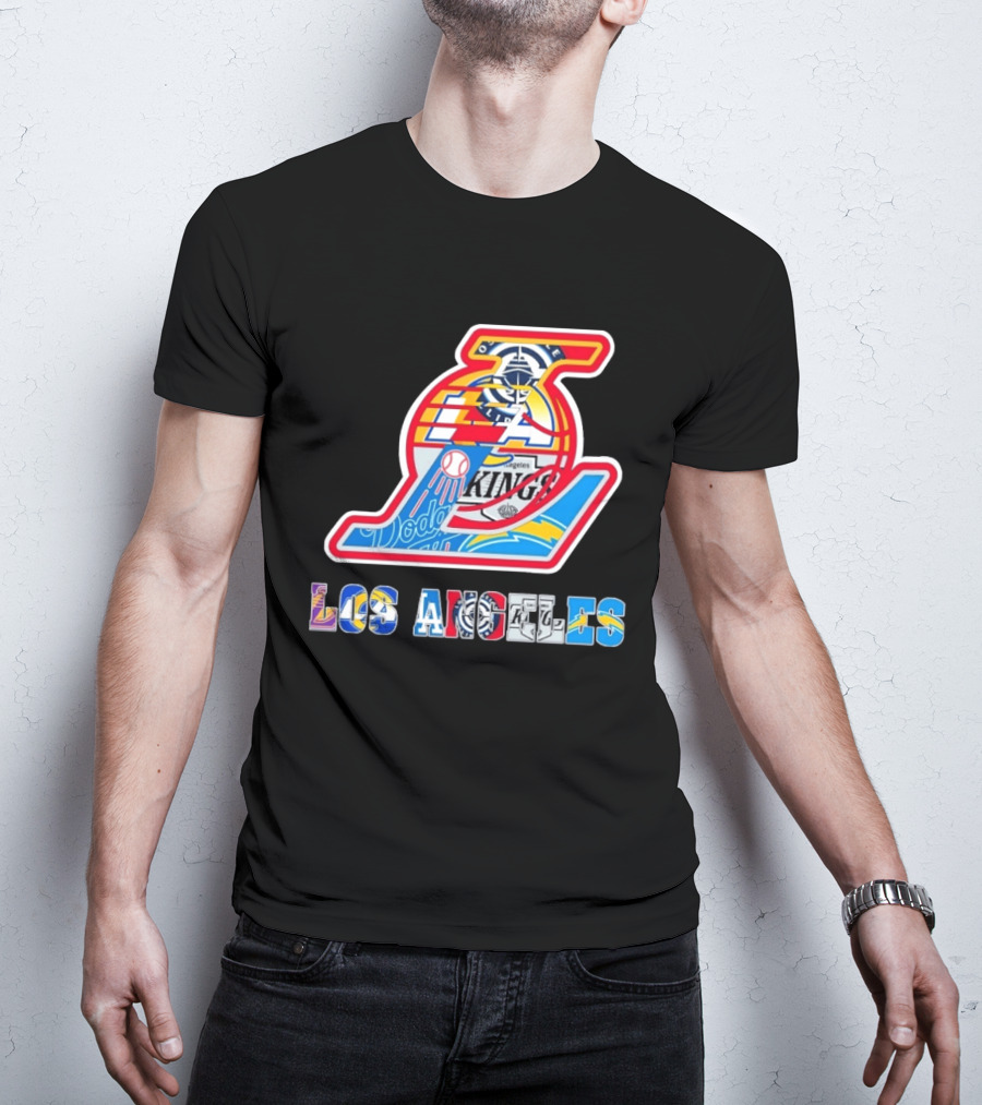Los Angeles Lakers Dodgers Kings Chargers Sports Teams Logos T-Shirt