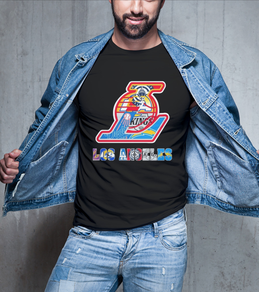 Los Angeles Lakers Dodgers Kings Chargers Sports Teams Logos T-Shirt