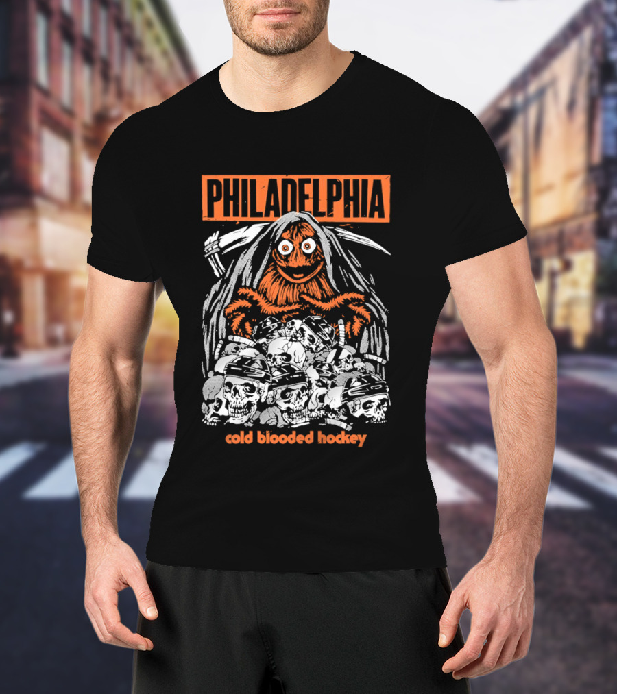 Philadelphia Gritty Reaper Cold Blooded Hockey Skulls T-Shirt