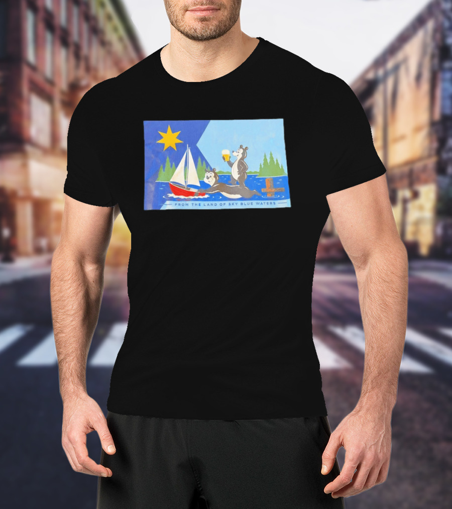 From The Land Of Sky Blue Waters Bears With Boat And Beer T-Shirt