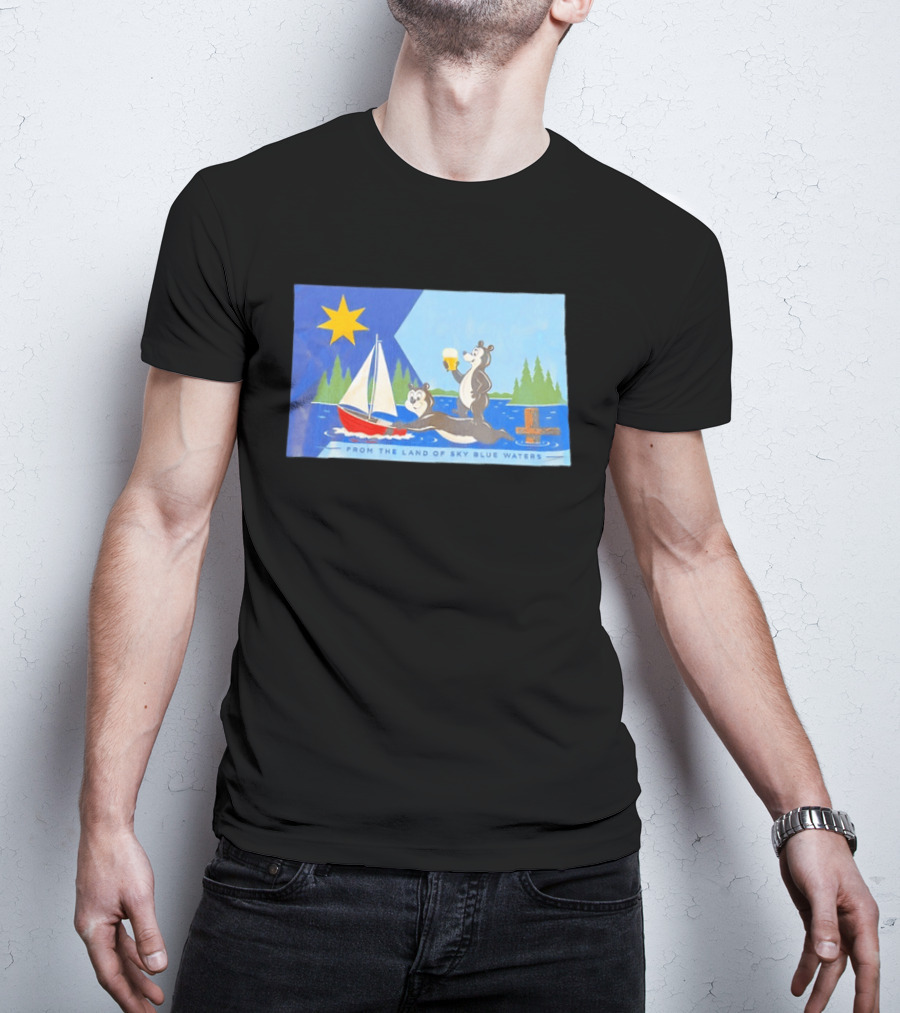 From The Land Of Sky Blue Waters Bears With Boat And Beer T-Shirt